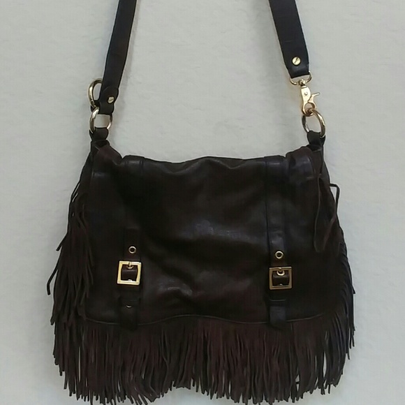 Authentic Tory Burch Fringe Flap Over Leather bag